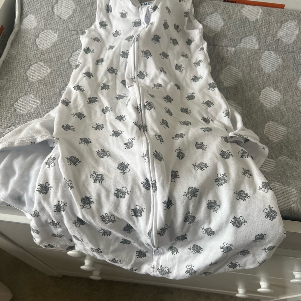 Halo White Sleep Sack with Gray Animal Design